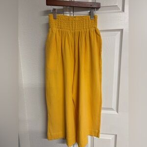 Free People At Ease Wide Leg Yellow Crop Pants Size S